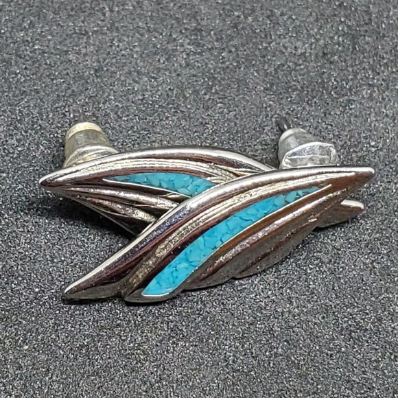 COP Brand Earrings Silver Tone Stone Blue Accent - Picture 1 of 3